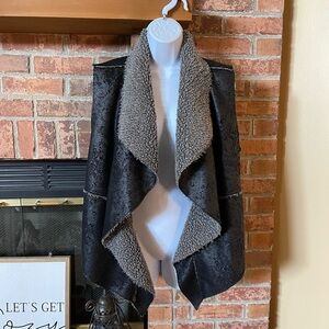 Dylan by True Grit Shearling Shimmery Floral Vest